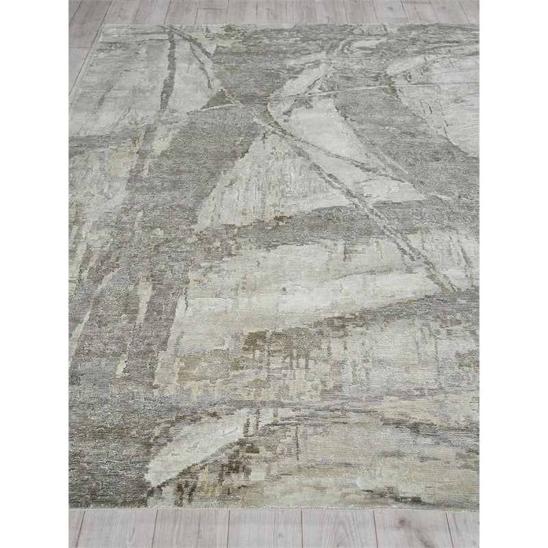 Floor Art Hand-Knotted Bamboo Silk Ivory/Beige 8'x10' Area Rug