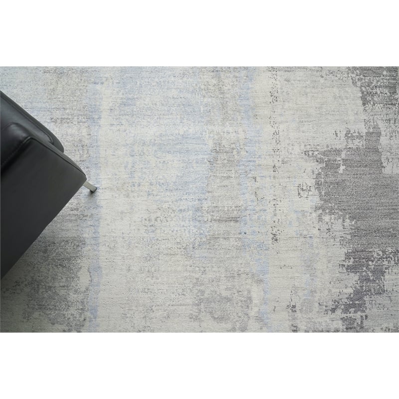 Fine Pure Silk Hand-Knotted Silk Silver/Gray 6'x9' Area Rug