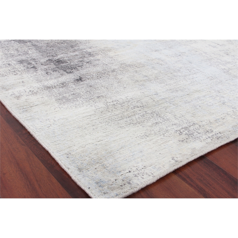 Fine Pure Silk Hand-Knotted Silk Silver/Gray 9'x12' Area Rug