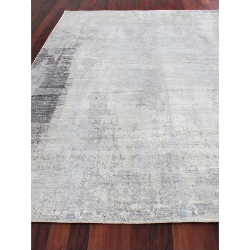 Fine Pure Silk Hand-Knotted Silk Silver/Gray 9'x12' Area Rug