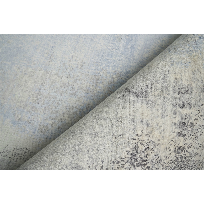 Fine Pure Silk Hand-Knotted Silk Silver/Gray 9'x12' Area Rug