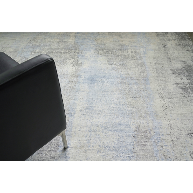 Fine Pure Silk Hand-Knotted Silk Silver/Gray 9'x12' Area Rug