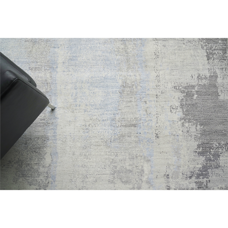 Fine Pure Silk Hand-Knotted Silk Silver/Gray 9'x12' Area Rug