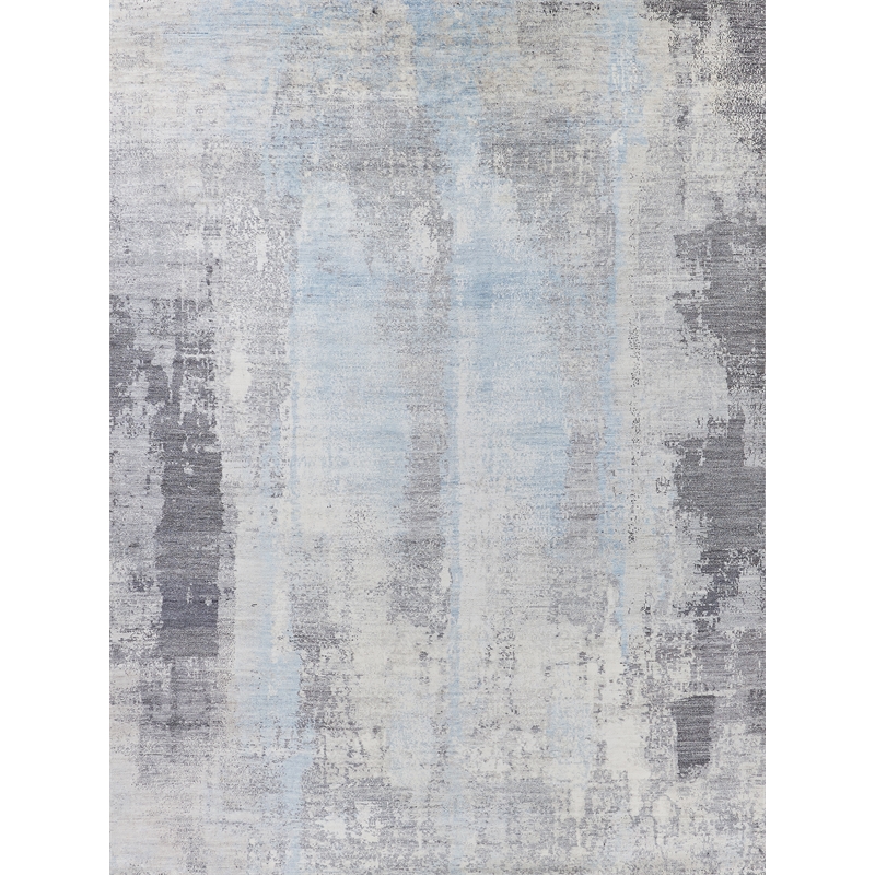Fine Pure Silk Hand-Knotted Silk Silver/Gray 9'x12' Area Rug