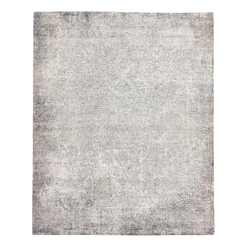 Fine Pure Silk Hand-Knotted Silk Silver/Ivory 12'x15' Area Rug