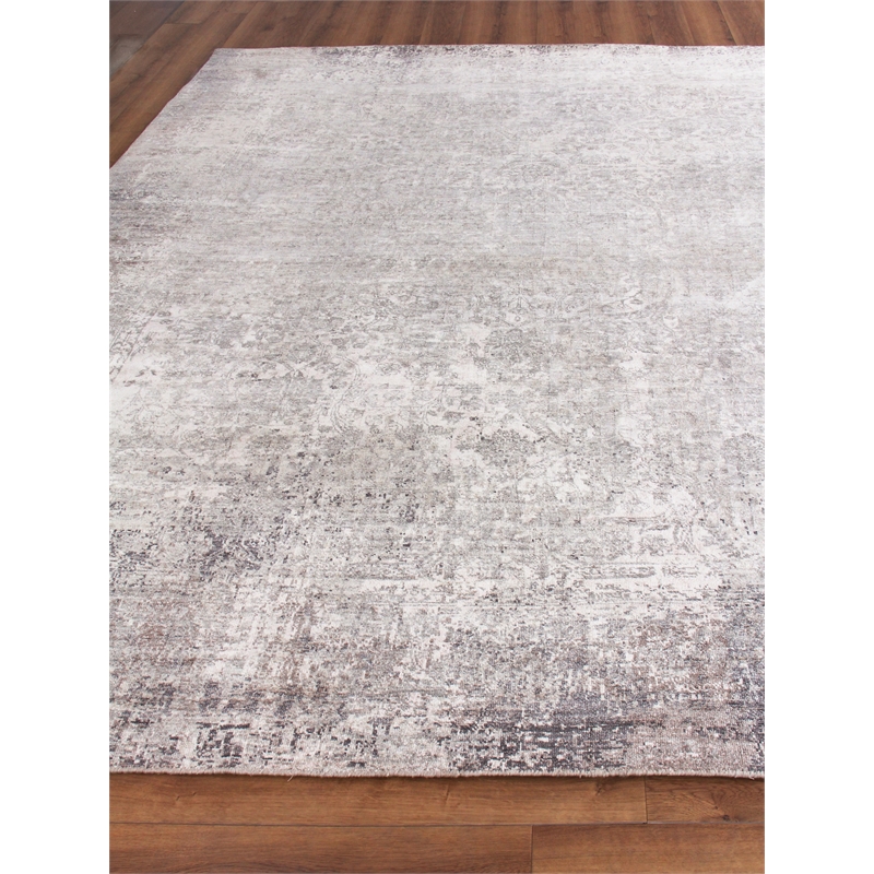 Fine Pure Silk Hand-Knotted Silk Silver/Ivory 13'x14' Area Rug