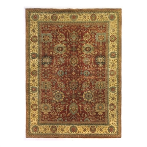 Fine Serapi Hand-Knotted New Zealand Wool Rust/Light Gold 8'x10' Area Rug