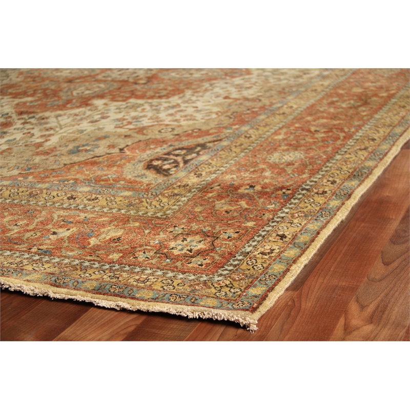 Fine Serapi Hand-Knotted New Zealand Wool Ivory/Rust 8'x10' Area Rug