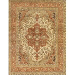 Fine Serapi Hand-Knotted New Zealand Wool Ivory/Rust 8'x10' Area Rug