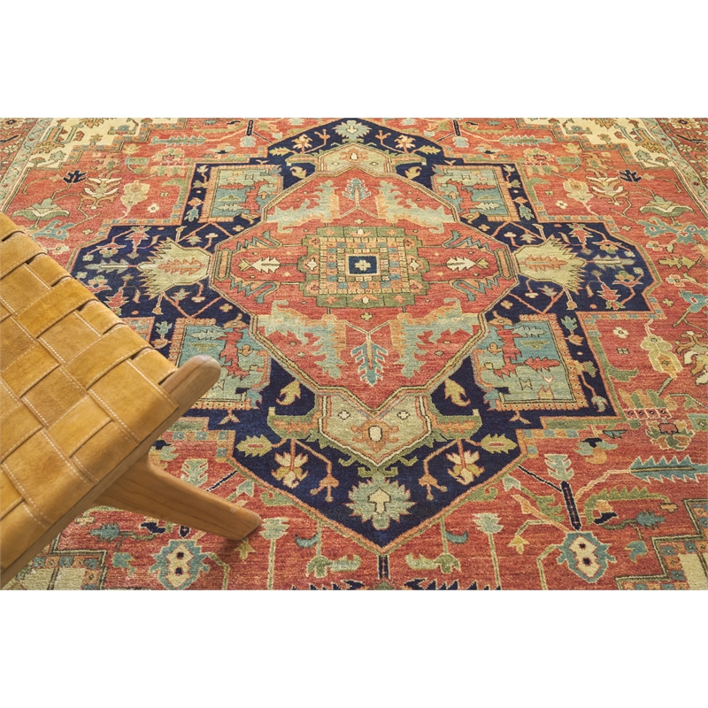 Fine Serapi Hand-Knotted New Zealand Wool Rust/Ivory 12'x15' Area Rug
