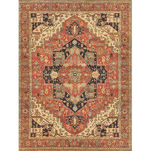 Fine Serapi Hand-Knotted New Zealand Wool Rust/Ivory 8'x10' Area Rug