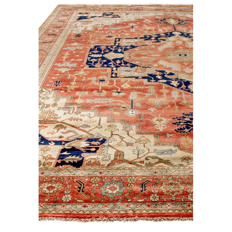 Fine Serapi Hand-Knotted New Zealand Wool Rust/Ivory 9'x12' Area Rug