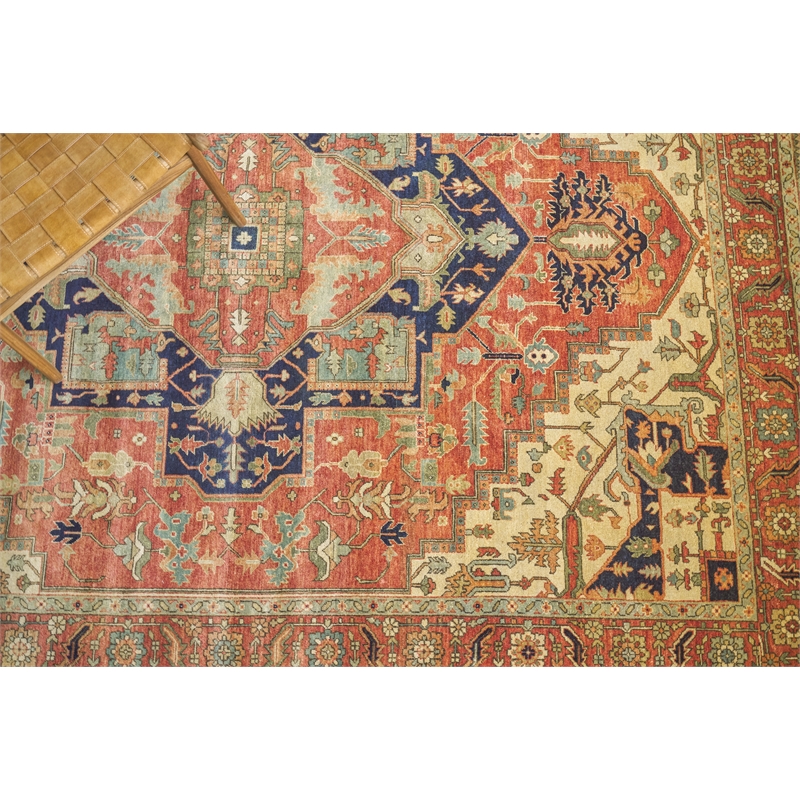 Fine Serapi Hand-Knotted New Zealand Wool Rust/Ivory 9'x12' Area Rug