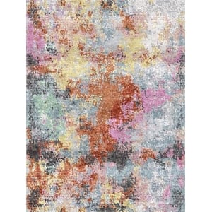 Floor Art Hand-Knotted Bamboo Silk Purple/Rust 10'x14' Area Rug