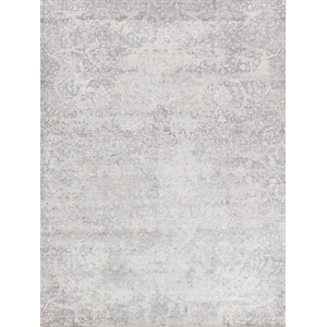 Fine Pure Silk Hand-Knotted Silk Gray/Ivory 9'x12' Area Rug