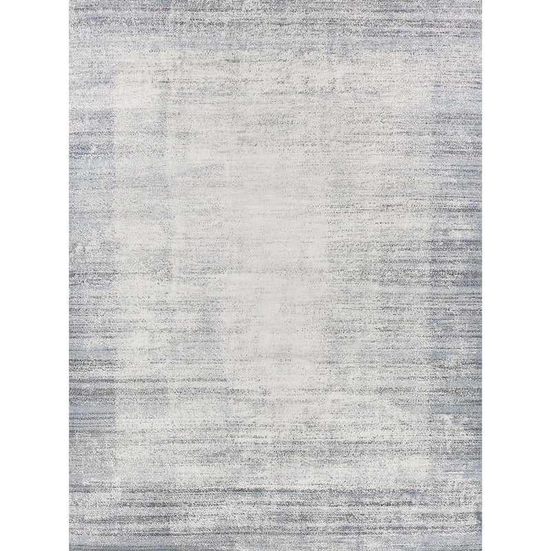 Fine Pure Silk Hand-Knotted Silk White/Blue 10'x14' Area Rug
