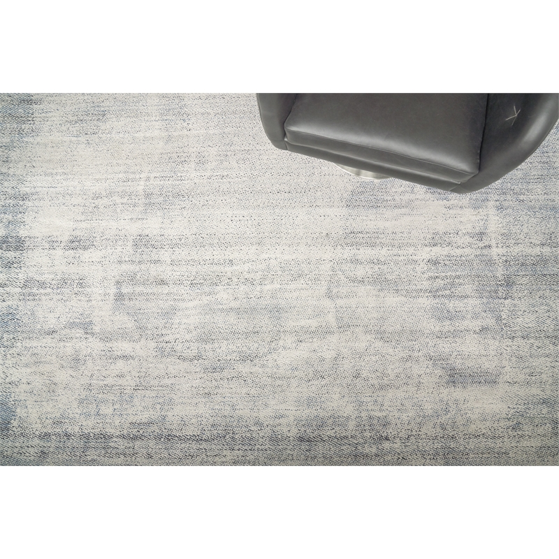 Fine Pure Silk Hand-Knotted Silk White/Blue 9'x12' Area Rug