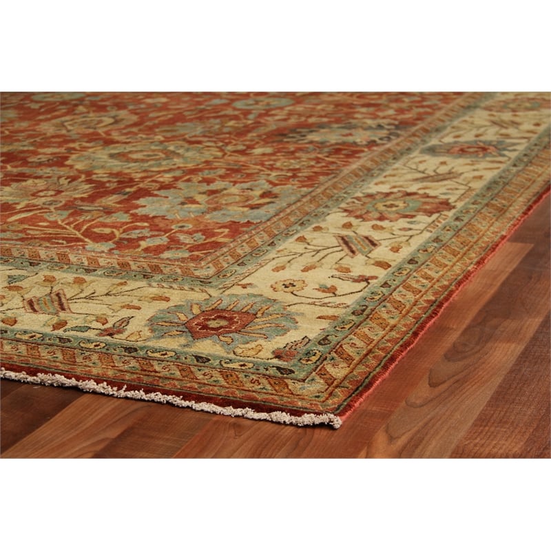 Fine Serapi Hand-Knotted New Zealand Wool Rust/Light Gold 12'x15' Area Rug