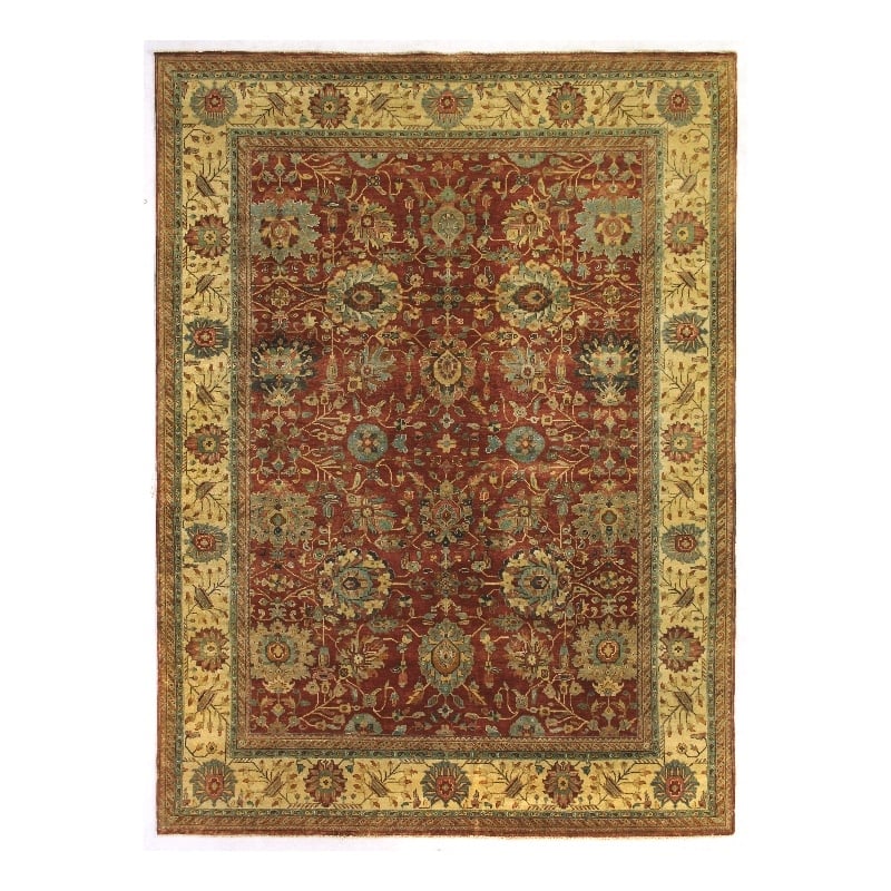 Fine Serapi Hand-Knotted New Zealand Wool Rust/Light Gold 12'x15' Area Rug