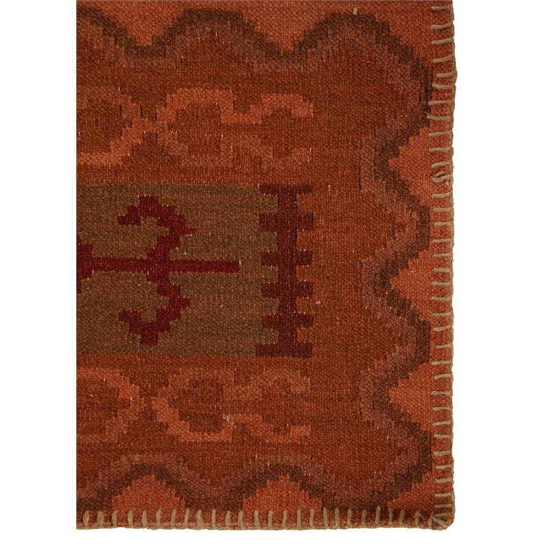 Flatweave Flatweave New Zealand Wool Red 5'x6' Area Rug