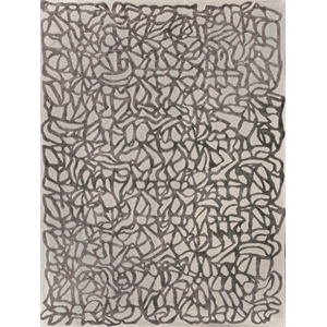 Goudy Handloomed Wool/Bamboo Silk Ivory/Black 12'x15' Area Rug