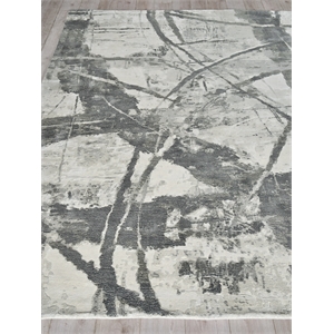 Gianni Handloomed Wool/Bamboo Silk Dark Gray/Silver 10'x14' Area Rug
