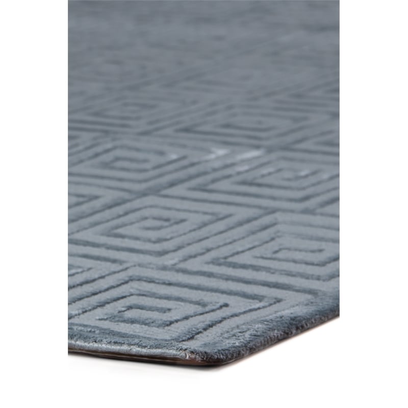 Greek Key Hand-Knotted Wool/Viscose Aqua 9'x12' Area Rug