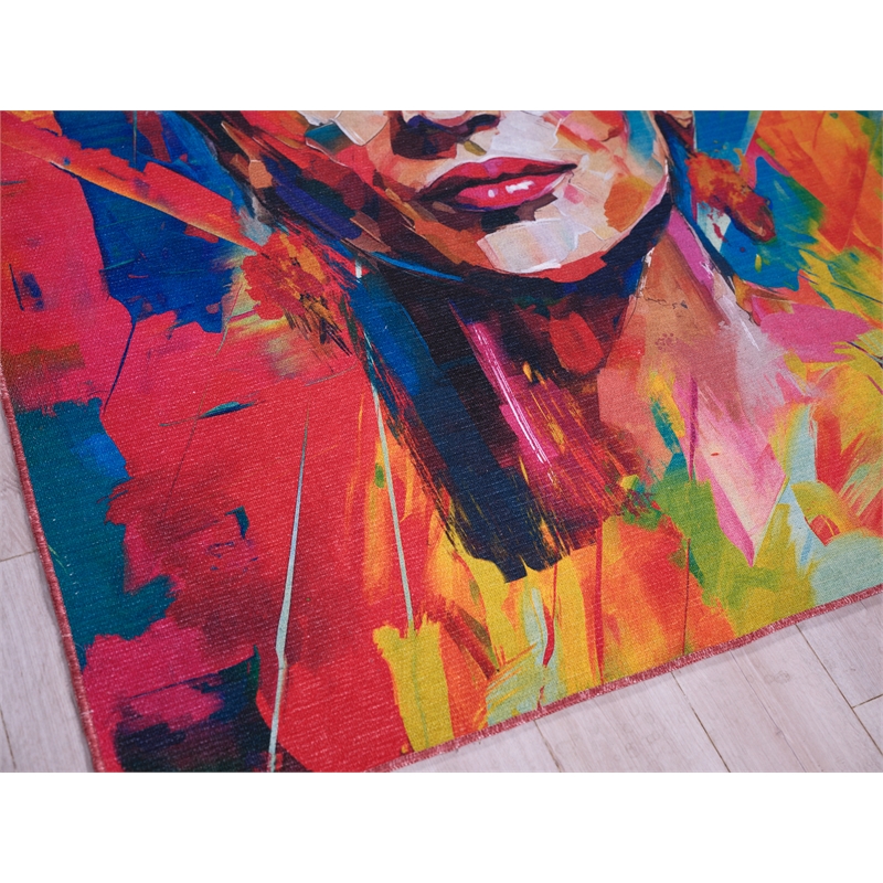 Frida Power Loom Polyester Red/Multi 10'x10' Square Area Rug