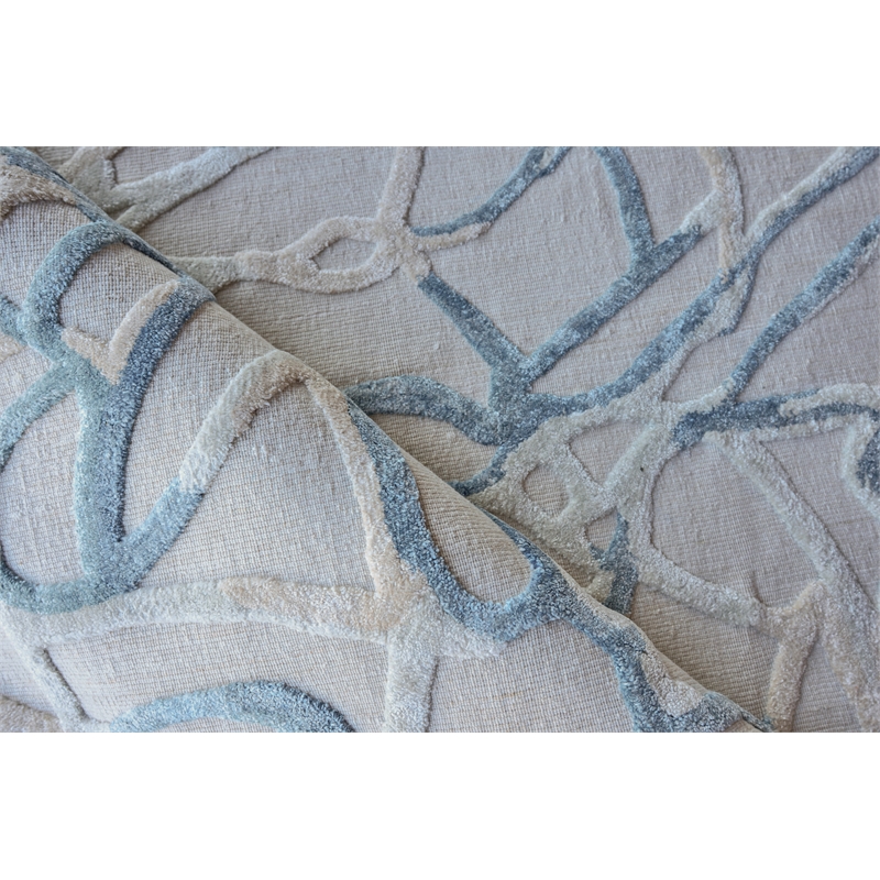 Goudy Handloomed Wool/Bamboo Silk Blue 12'x15' Area Rug
