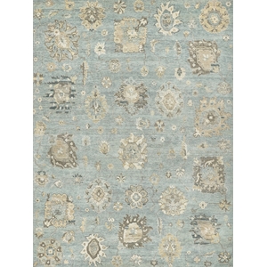 Heirloom Hand-Knotted New Zealand Wool Light Blue/Gold 12'x15' Area Rug