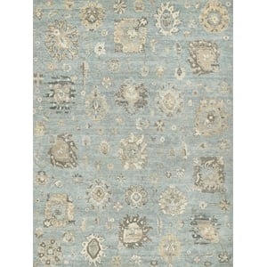 Heirloom Hand-Knotted New Zealand Wool Light Blue/Gold 14'x18' Area Rug