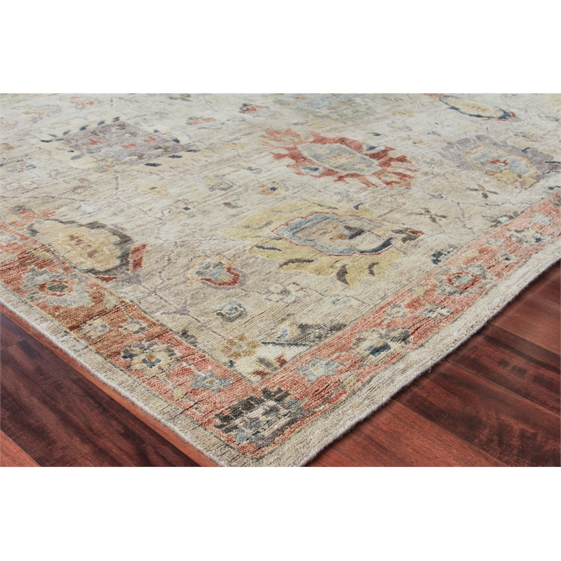 Heirloom Hand-Knotted New Zealand Wool Beige/Rust 10'x14' Area Rug