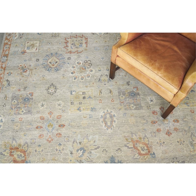 Heirloom Hand-Knotted New Zealand Wool Beige/Rust 9'x12' Area Rug