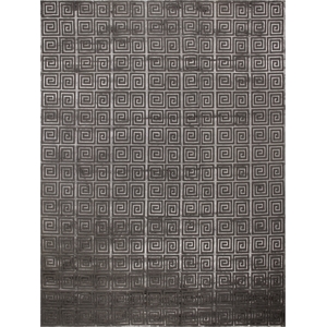 Greek Key Hand-Knotted Wool/Viscose Dark Gray 6'x9' Area Rug