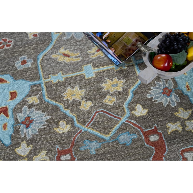 Hamilton Hand-Tufted New Zealand Wool Taupe/Multi 12'x15' Area Rug