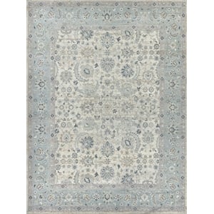 Harper Hand-Knotted New Zealand Wool Ivory/Light Blue 9'x12' Area Rug
