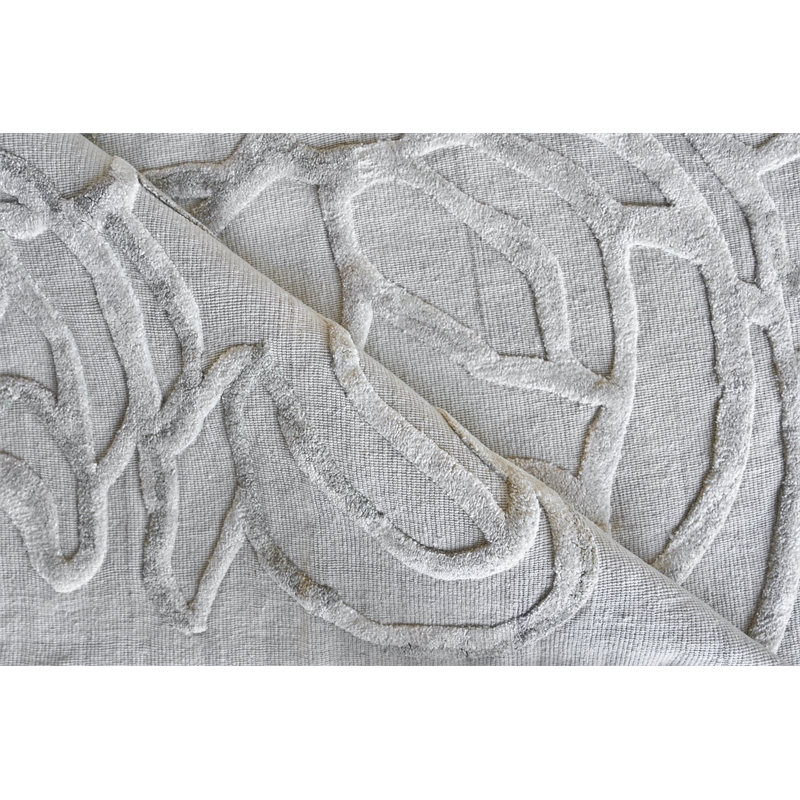 Goudy Handloomed Wool/Bamboo Silk Ivory/Beige 6'x9' Area Rug