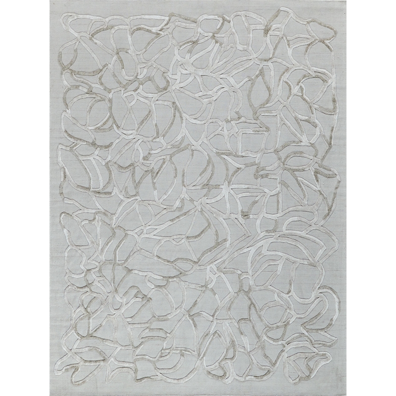 Goudy Handloomed Wool/Bamboo Silk Ivory/Beige 6'x9' Area Rug