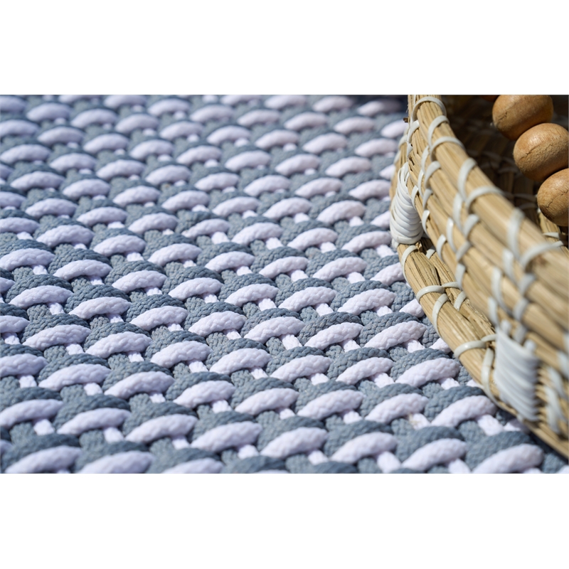 Harbor Flatweave Polypropylene Silver/White 6'x9' Area Rug