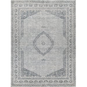 Heritage Power Loom Polyester/Acrylic Light Blue/Rust 9'x12' Area Rug