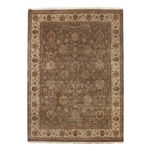 Intricate Agra Hand-Knotted New Zealand Wool Light Green/Beige 12'x18' Area Rug