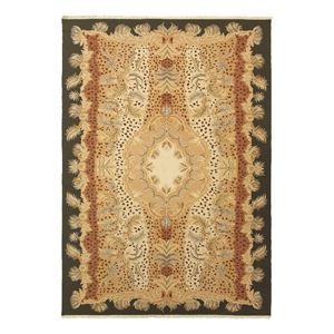 Jungle Flatweave New Zealand Wool White/Beige 6'x6' Round Area Rug