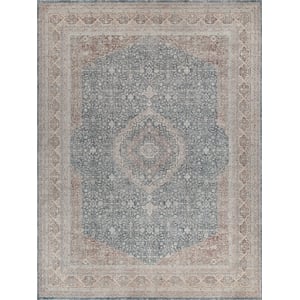 Heritage Power Loom Polyester/Acrylic Light Blue/Navy 12'x15' Area Rug