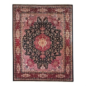 Heritage Power Loom Polyester/Acrylic Black/Red 12'x15' Area Rug