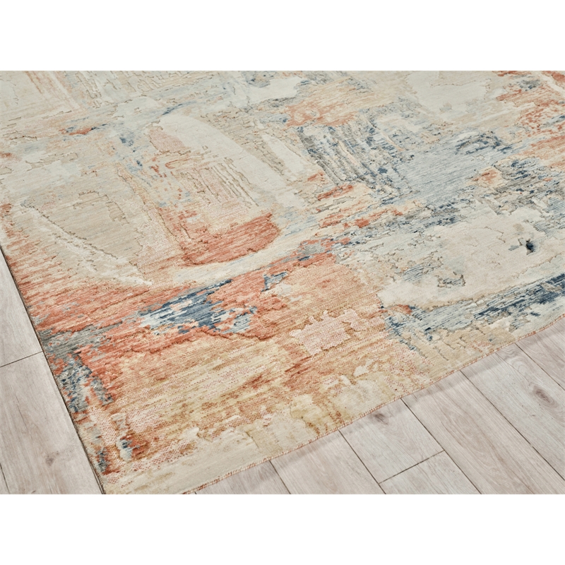 Infinity Power Loom Wool/Nylon Ivory/Blue/Terracotta 9'x12' Area Rug