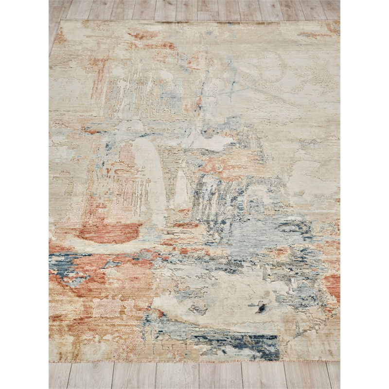 Infinity Power Loom Wool/Nylon Ivory/Blue/Terracotta 9'x12' Area Rug
