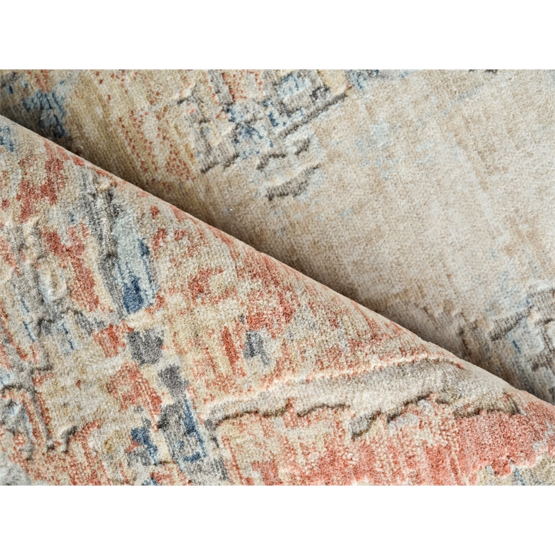 Infinity Power Loom Wool/Nylon Ivory/Blue/Terracotta 9'x12' Area Rug