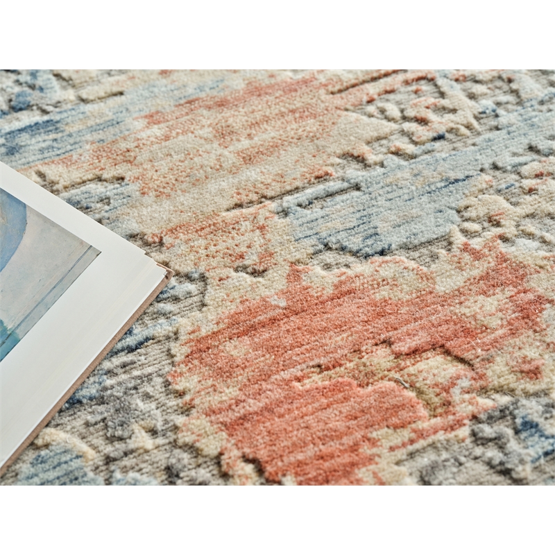 Infinity Power Loom Wool/Nylon Ivory/Blue/Terracotta 9'x12' Area Rug