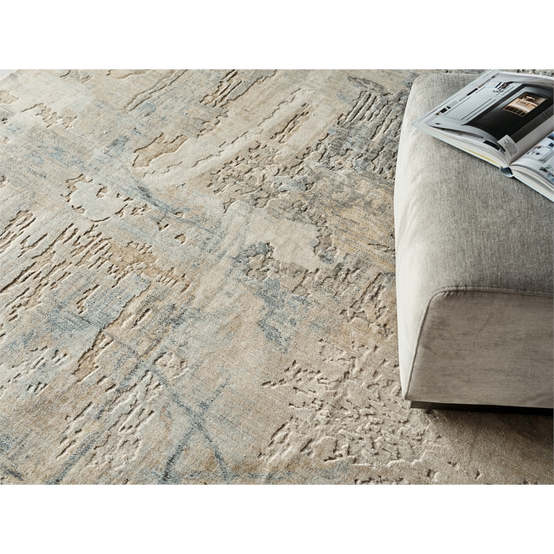 Infinity Power Loom Wool/Nylon Ivory/Blue/Terracotta 10'x14' Area Rug