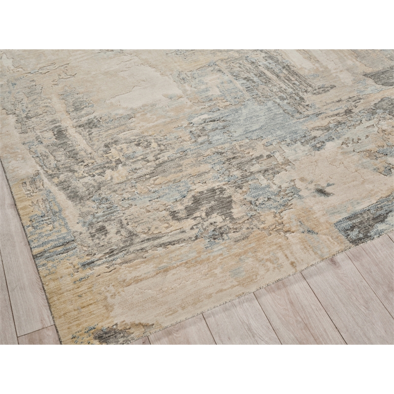 Infinity Power Loom Wool/Nylon Ivory/Blue/Terracotta 12'x15' Area Rug